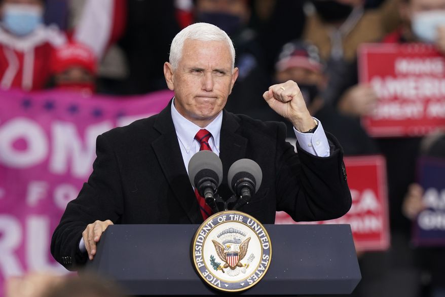 Vice President Mike Pence speaks during a campaign rally in Waterford Township, Mich., Thursday, Oct. 22, 2020. (AP Photo/Carlos Osorio)