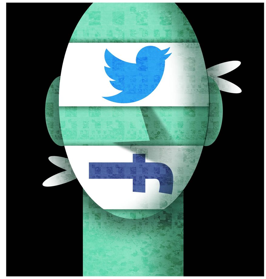Illustration on social media platforms and free speech by Alexander Hunter/The Washington Times
