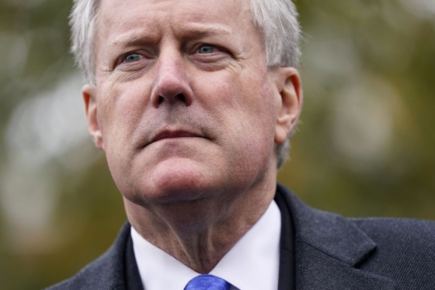 White House chief of staff Mark Meadows speaks with reporters outside the White House, Monday, Oct. 26, 2020, in Washington. (AP Photo/Patrick Semansky)