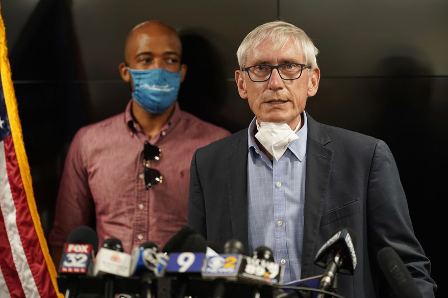 In this Aug. 27, 2020, file photo, Wisconsin Gov. Tony Evers speaks during a news conference in Kenosha, Wis. An effort to gather enough signatures to force a recall election of Evers has failed, the recall's organizer told supporters on Monday, Oct. 26, 2020. (AP Photo/Morry Gash, File)