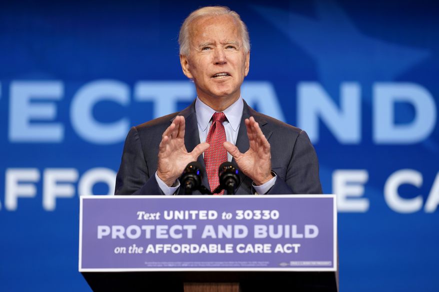 Democratic presidential candidate former Vice President Joe Biden speaks about the Coronavirus and health care at The Queen theater, Wednesday, Oct. 28, 2020, in Wilmington, Del. (AP Photo/Andrew Harnik)