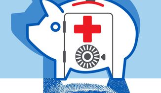 Illustration on health savings accounts by Linas Garsys/The Washington Times