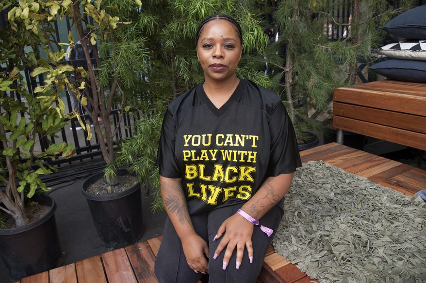 In this Nov. 4, 2018, file photo, Patrisse Cullors poses for a photo on day three of Summit LA18 in Los Angeles. (Photo by Amy Harris/Invision/AP, File)