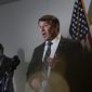 In this June 16, 2020, photo, Sen. Mike Rounds, R-S.D., takes questions from reporters about proposed policing reforms after President Donald Trump signed an executive order on police reform on Capitol Hill in Washington, Tuesday, June 16, 2020. (AP Photo/J. Scott Applewhite) **FILE**