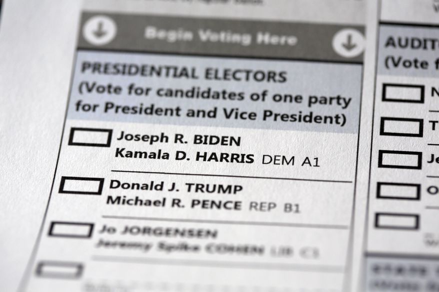 A mail-in official ballot for the 2020 General Election in the United States is shown Monday, Oct. 12, 2020 in Havertown, Pa. (AP Photo/Jacqueline Larma, File)