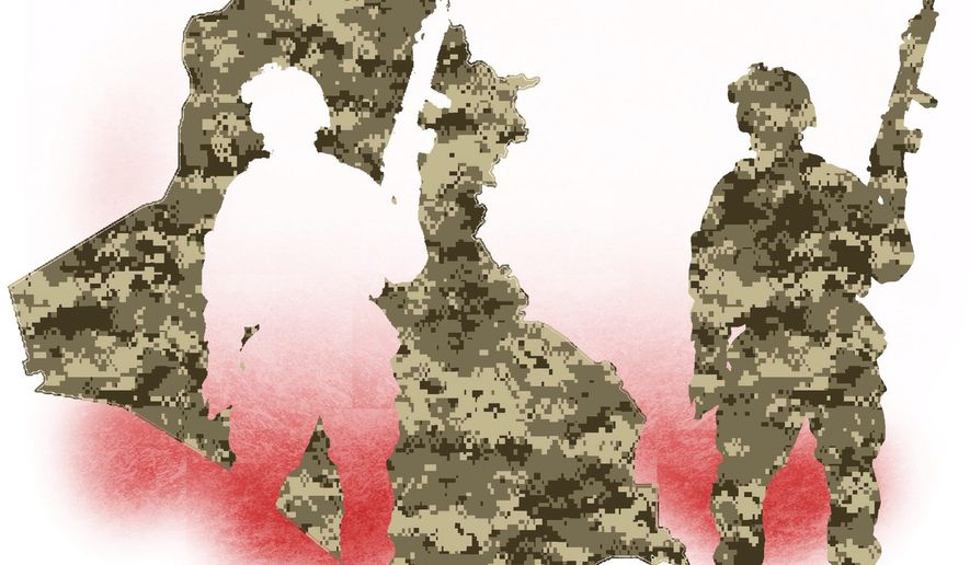 Illustration on withdrawal from Iraq by Alexander Hunter/The Washington Times