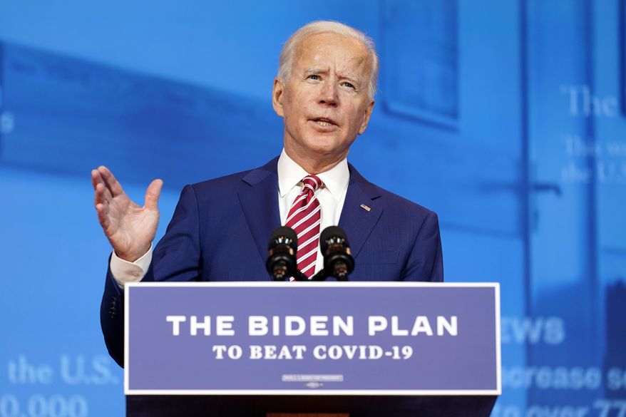 FILE - In this Friday, Oct. 23, 2020 file photo, Democratic presidential candidate former Vice President Joe Biden speaks about coronavirus at The Queen theater in Wilmington, Del. Delaware residents have their first opportunity in the four-decade political career of home-state favorite Joe Biden to vote for him as a presidential candidate in a general election. Tuesday's balloting also includes Republican challenges to two of the three members of Delaware's all-Democrat congressional delegation and to incumbent Democratic Gov. John Carney. (AP Photo/Andrew Harnik, File)