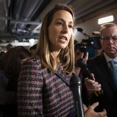 In this file photo, Rep. Mikie Sherrill, D-N.J., talks to reporters, Tuesday Sept. 24, 2019, on Capitol in Washington. (AP Photo/J. Scott Applewhite, File)  **FILE**