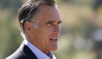 Sen. Mitt Romney, R-Utah, speaks during a news conference on Oct. 15, 2020, near Neffs Canyon, in Salt Lake City. President Donald Trump will likely continue to have influence in Republican politics, even after the presidential election was called for Democrat Joe Biden, his most vocal critic within the party said Tuesday, Nov. 10, 2020. Romney said Trump&#39;s significant presence on social media and his ability to turn out the vote among his political supporters mean he isn&#39;t going away. (AP Photo/Rick Bowmer, File)