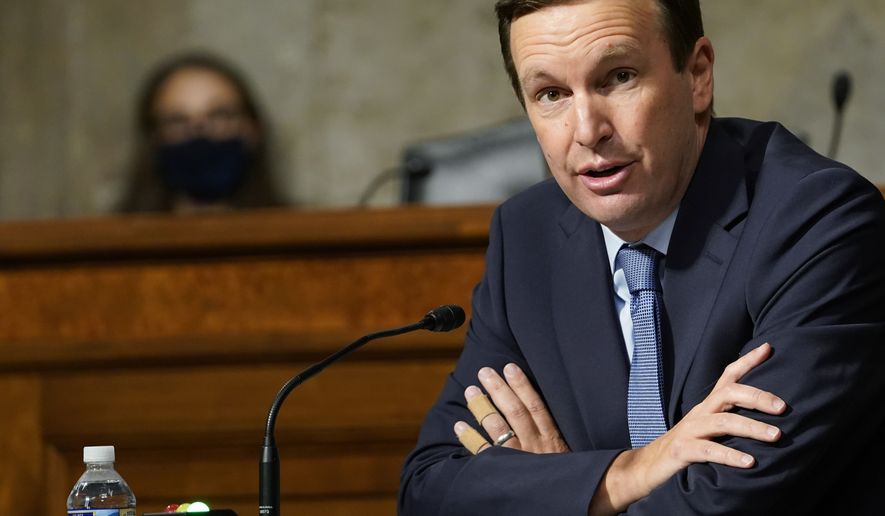 In this Sept. 24, 2020 file photo, Sen. Chris Murphy, D-Conn., speaks during a Senate Foreign Relations Committee hearing on Capitol Hill in Washington. Mr. Murphy and fellow Democratic Sen. Robert Menendez of New Jersey are joining Sen. Rand Paul, Kentucky Republican, in opposing the Trump administration&#39;s planned $23 billion sale of weapons to the United Arab Emirates. (AP Photo/Susan Walsh, Pool, File)  **FILE**