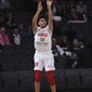 File-This April 22, 2017, file photo shows Cholet&#39;s Killian Hayes shooting during the French Cup under-17 final between Cholet and Chalon-sur-Saone in Paris.  Most NBA fans are just now learning the name Killian Hayes. The 19-year-old French-American point guard will likely be a top 5 pick in Wednesday night’s draft. The shifty 6-foot-5 lefty is among several international prospects that will be drafted, including Deni Avdija, Israel; Théo Maledon, France; Leandro Bolmaro, Argentina; and Aleksej Pokusevski, Serbia. (AP Photo, File)