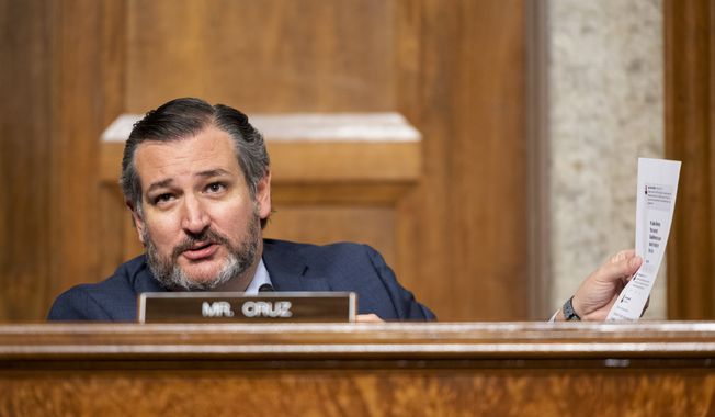 Sen. Ted Cruz, R-Texas, speaks during the Senate Judiciary Committee hearing on Facebook and Twitter&#x27;s actions around the closely contested election, Tuesday, Nov. 17, 2020 on Capitol Hill in Washington. (Photo By Bill Clark/CQ Roll Call)