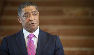 Rep. Cedric Richmond, D-La., speaks at the New Orleans Lakefront Airport, Tuesday, Nov. 17, 2020, in New Orleans, where he announced he&#x27;s leaving Congress to work as an adviser to President-elect Joe Biden. (Chris Granger/The Times-Picayune/The New Orleans Advocate via AP) ** FILE **