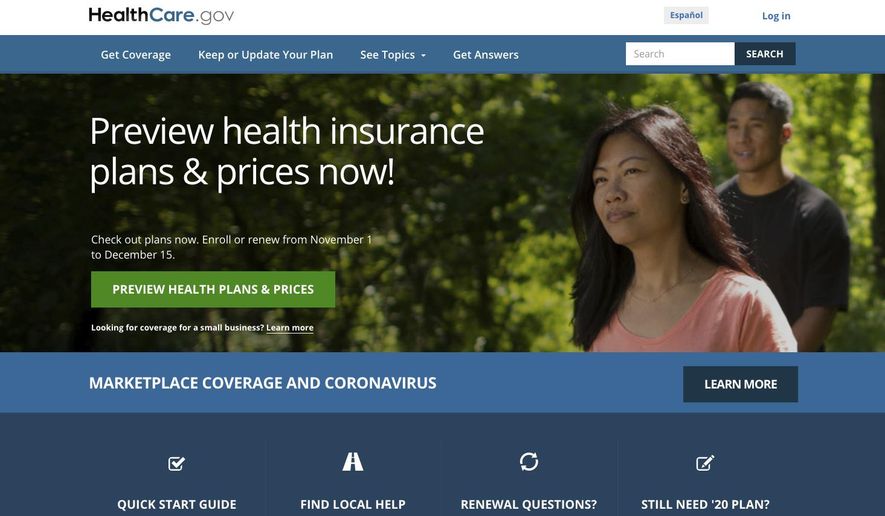This file image provided by U.S. Centers for Medicare &amp;amp; Medicaid Service shows the website for HealthCare.gov. (U.S. Centers for Medicare &amp;amp; Medicaid Service via AP) ** FILE **