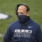 Penn State head coach James Franklin walks the sideline during the first quarter of an NCAA college football game against Iowa in State College, Pa., on Saturday, Nov. 21, 2020. (AP Photo/Barry Reeger)