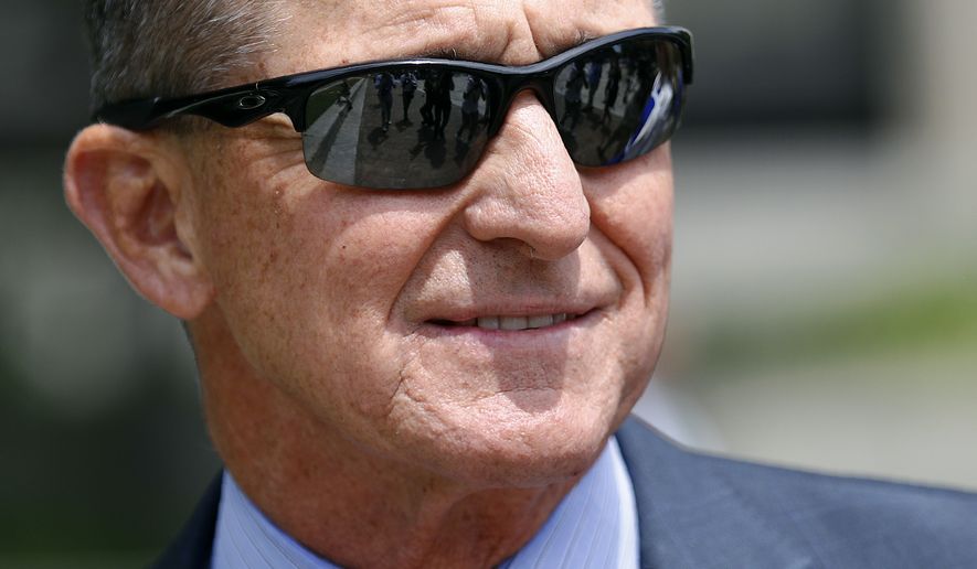 Michael Flynn, President Donald Trump&#x27;s former national security adviser, departs a federal courthouse after a hearing, Monday, June 24, 2019, in Washington. (AP Photo/Patrick Semansky) ** FILE **