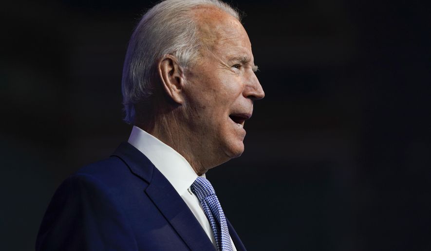 President-elect Joe Biden speaks as he introduces nominees and appointees to key national security and foreign policy posts at The Queen theater, Tuesday, Nov. 24, 2020, in Wilmington, Del. (AP Photo/Carolyn Kaster)