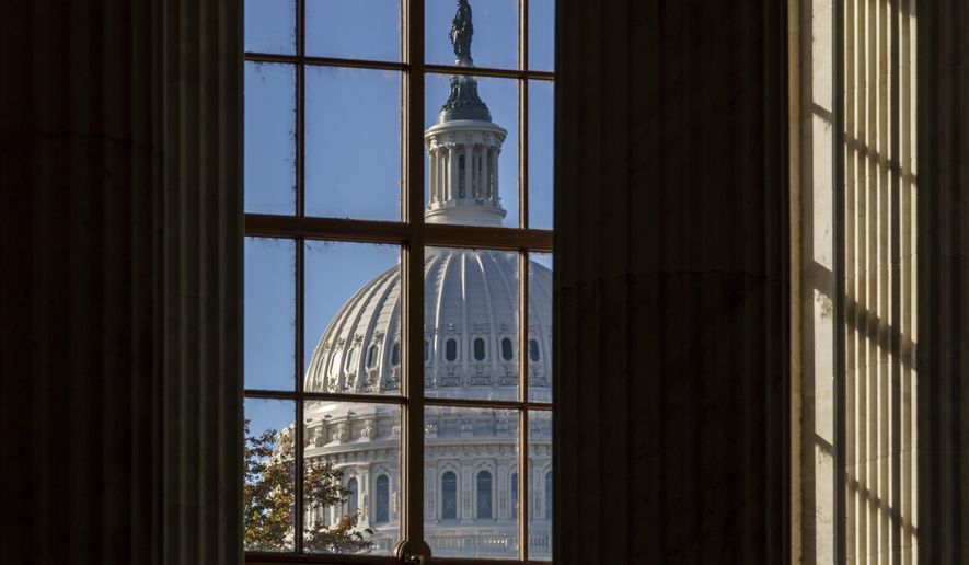 In this Nov. 10, 2020, file photo the morning sun illuminates the rotunda of the Russell Senate Office Building on Capitol Hill in Washington. (AP Photo/J. Scott Applewhite, File)  **FILE**