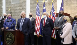 Robert Woods IV speaks after South Carolina Gov. Henry McMaster nominated him to be the new director of the Department of Public Safety on Wednesday, Dec. 2, 2020, in Columbia, S.C. Woods has been interim director of the agency since February. (AP Photo/Jeffrey Collins)