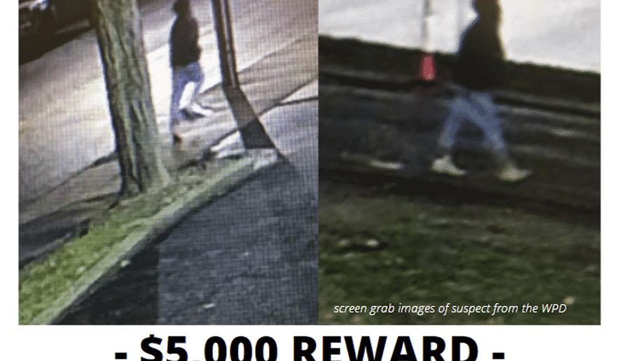 This reward poster released Tuesday, Dec. 1, 2020, by the City of Waltham on its social media accounts shows images of a possible suspect of at least 10 unprovoked brutal attacks on male pedestrians on city streets who have been targeted since Nov. 10, in Waltham, Mass. (City of Waltham Police Department via AP)