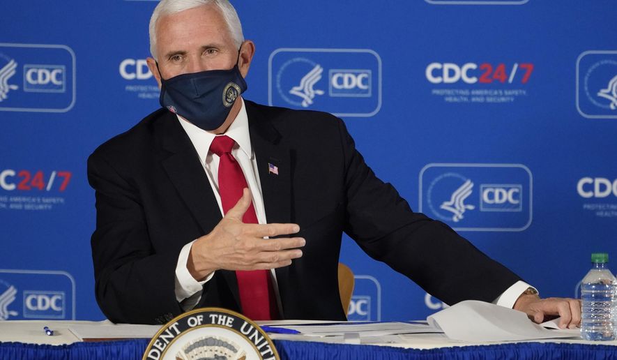 Vice President Mike Pence speaks during a briefing on COVID-19 at the Centers for Disease Control and Prevention Friday, Dec. 4, 2020, in Atlanta. (AP Photo/John Bazemore)