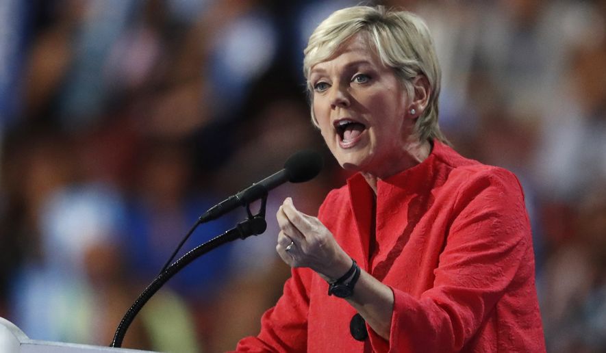FILE - In this July 28, 2016, file photo, former Michigan Gov. Jennifer Granholm speaks during the final day of the Democratic National Convention in Philadelphia. Even after he exits the White House, President Donald Trump&#39;s scorched-earth strategy of challenging the legitimacy of elections and seeking to overturn the will of the voters by any means necessary could have staying power. Granholm, joined with former New Jersey Gov. Christine Todd Whitman, a Republican, to raise concerns about Trumps refusal to concede and efforts to undermine the integrity of elections. (AP Photo/Paul Sancya, File)