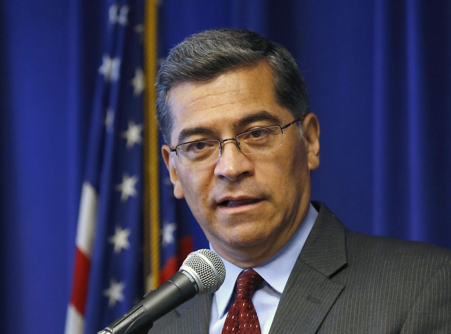 FILE - In this June 3, 2019, file photo, California Attorney General Xavier Becerra speaks during a news conference in Sacramento, Calif. Becerra announced Friday, Nov. 20, 2020, that he dropped a lawsuit against the state Republican Party that was seeking the names and contact information of every person who used one of the state Republican party&#39;s unofficial ballot drop boxes. (AP Photo/Rich Pedroncelli, File)