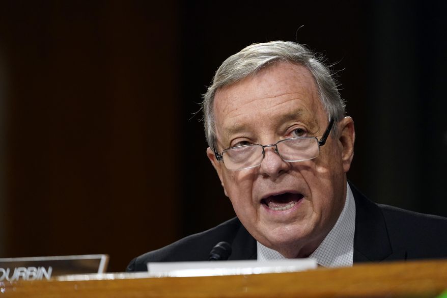 Sen. Dick Durbin, D-Ill., speaks during a Senate Judiciary Committee hearing on Capitol Hill in Washington, Tuesday, Nov. 10, 2020, in this file photo. (AP Photo/Susan Walsh, Pool)  **FILE**