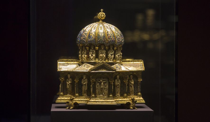 FILE - In this Jan. 9, 2014 file picture the medieval Dome Reliquary (13th century) of the Guelph Treasure, is displayed at the Bode Museum in Berlin. Jed Leiber was an adult before he learned that his family was once part-owner of a collection of centuries-old religious artworks now said to be worth at least $250 million. He is on a decadeslong mission to reclaim some 40 pieces of the Guelph Treasure, artwork, that his grandfather was forced to sell to the Nazis. It’s a pursuit that&#39;s now landed him at the Supreme Court, in a case to be argued Monday.  (AP Photo/Markus Schreiber,file)