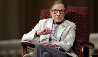 In this Feb. 6, 2017 file photo, Supreme Court Justice Ruth Bader Ginsburg speaks at Stanford University in Stanford, Calif. &amp;quot;My most fervent wish is that I will not be replaced until a new president is installed.&amp;quot; The quote from Ginsburg&#39;s statement dictated to granddaughter in September 2020, holds the number six spot on the Yale Law School librarian&#39;s list of the most notable quotes of 2020.. (AP Photo/Marcio Jose Sanchez, File)