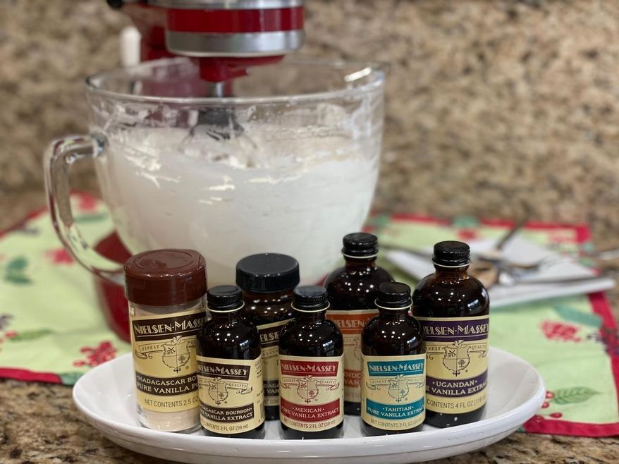 A variety of vanilla extracts appear in Alexandria, Va., on Nov. 15, 2020. Vanilla, like salt. is an essential ingredient that enhances and brings out a dish's featured flavor. And whether it's the supporting player or the main event it's important to get pure, high-quality vanilla. Vanilla comes in extracts, powders and pastes. Single-origin varieties have distinct qualities depending on where they come from. (Elizabeth Karmel via AP)