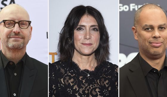This combination photo shows producers Steven Soderbergh, from left, Stacey Sher and Jesse Collins. The Academy of Motion Picture Arts and Sciences said Tuesday, Dec. 8, 2020, that Soderbergh, Sher and Collins have come on board to produce the 93rd Oscars telecast. (AP Photo)