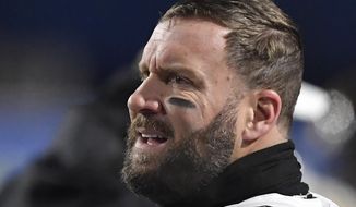 Pittsburgh Steelers quarterback Ben Roethlisberger stands on the sideline during the second half of an NFL football game against the Buffalo Bills in Orchard Park, N.Y., Sunday, Dec. 13, 2020. (AP Photo/Adrian Kraus)