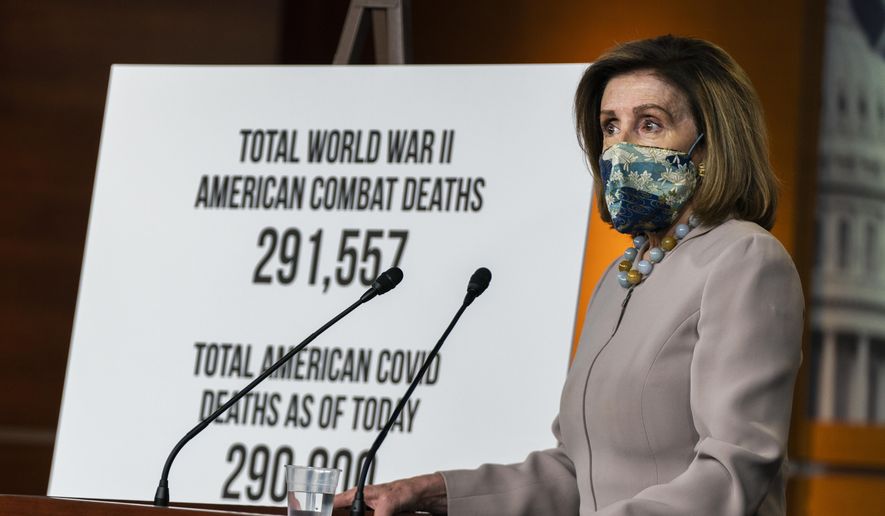 House Speaker Nancy Pelosi of Calif., speaks during a news conference at the Capitol, Thursday, Dec. 10, 2020, in Washington. (AP Photo/Manuel Balce Ceneta)