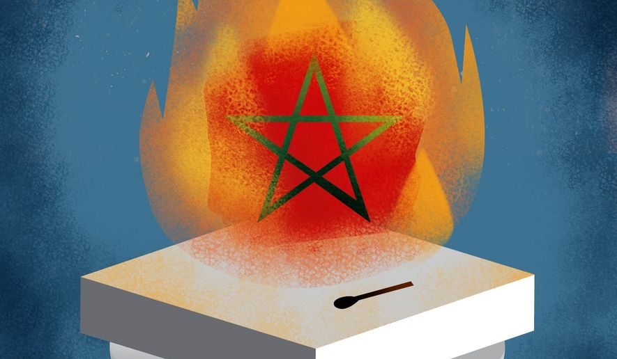 Illustration on a deal with Morocco by Linas Garsys/The Washington Times