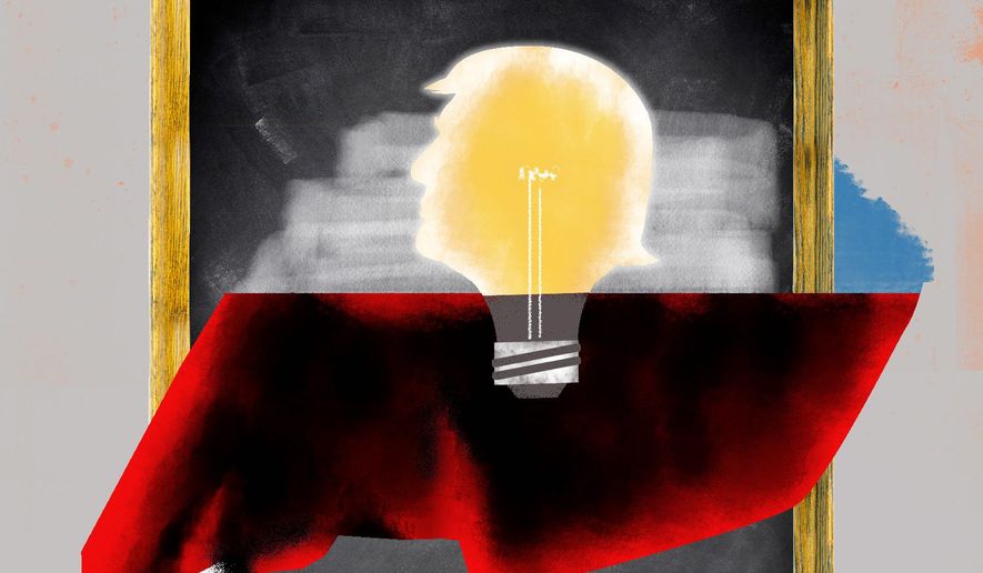 Illustration on lessons learned from the Trump administration by Linas Garsys/The Washington Times
