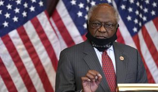In this Sept. 17, 2020, file photo, House Majority Whip James Clyburn, of S.C., speaks during a news conference about COVID-19, on Capitol Hill in Washington. (AP Photo/Jacquelyn Martin, File)