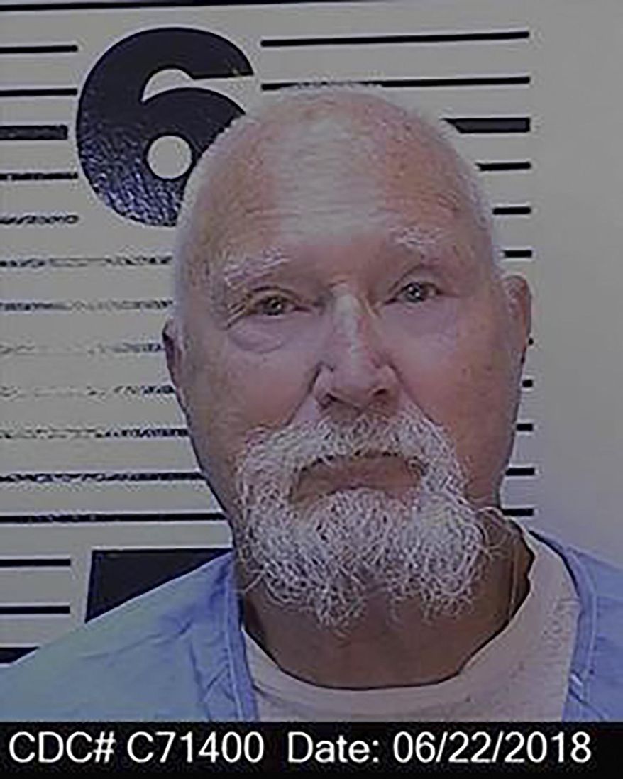 This June 22, 2018, photo provided by the California Department of Corrections and Rehabilitation shows inmate James Odle, who had been on death row since 1983. Odle condemned to death nearly four decades ago for killing a police officer died Friday, Dec. 18, 2020, of natural causes at age 71, prison officials said. Odle was sentenced to death in Contra Costa County in August 1983 for the first-degree murders of Rena Aguilar and Pinole Police Officer Floyd “Bernie” Swartz. (California Department of Corrections and Rehabilitation via AP)