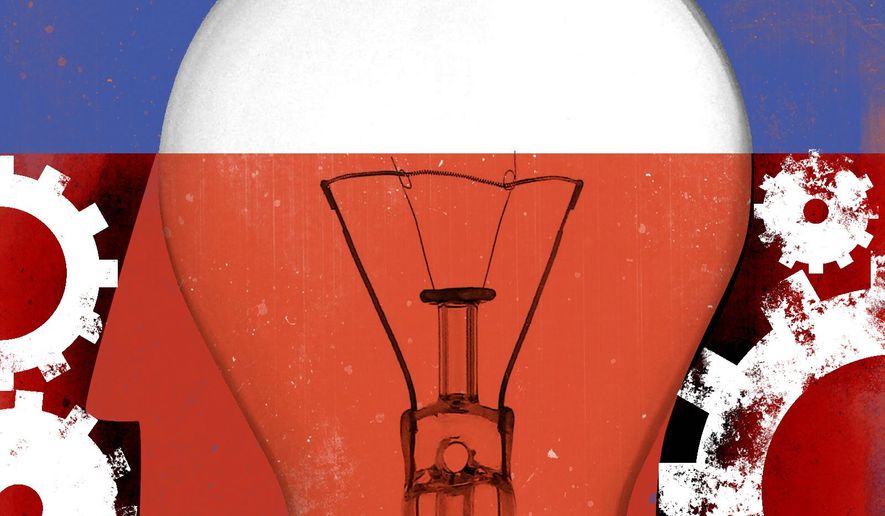 Illustration on American's winning spirit by Linas Garsys/The Washington Times