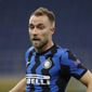 Inter Milan&#39;s Christian Eriksen controls the ball during the Champions League group B soccer match between Inter Milan and Borussia Moenchangladbach at the San Siro stadium in Milan, Italy, Wednesday, Oct. 21, 2020. hristian Eriksen&#39;s short-lived Inter Milan career is expected to end in January. Eriksen only joined Inter at the start of the year but the club&#39;s CEO Giuseppe Marotta confirmed on Wednesday that the midfielder is among the players the Nerazzurri are willing to sell. (AP Photo/Luca Bruno)
