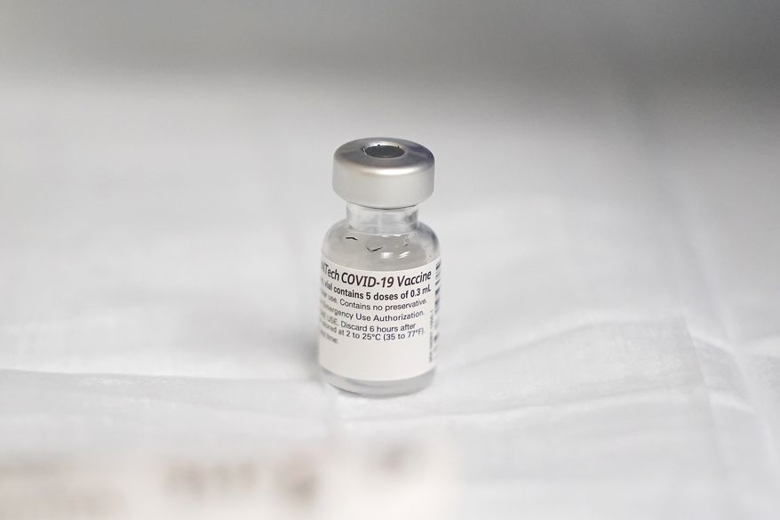The COVID-19 vaccine from Pfizer is shown at Seton Medical Center during the coronavirus pandemic in Daly City, Calif., Thursday, Dec. 24, 2020. (AP Photo/Jeff Chiu)