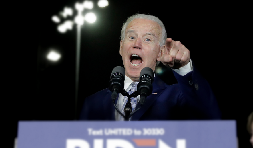 Democratic presidential candidate former Vice President Joe Biden speaks during a primary election night rally Tuesday, March 3, 2020, in Los Angeles. (AP Photo/Marcio Jose Sanchez) Photo edited for Best of 2020 list.