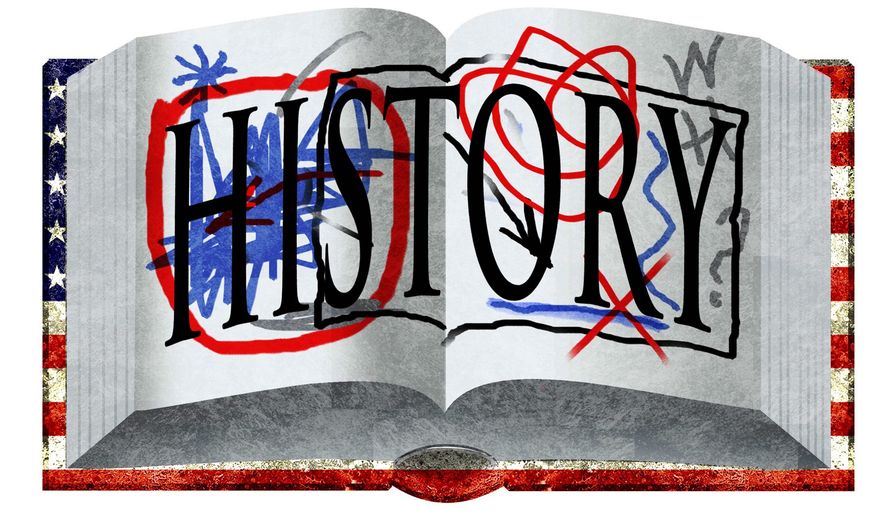 Illustration on messy history by Alexander Hunter/The Washington Times