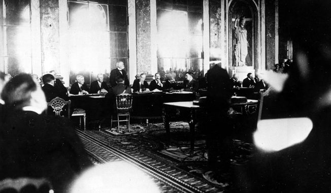 In 1920, the Senate did not approve the Treaty of Versailles, pictured here on June 28, 1919, creating the League of Nations. 鈥淣otably, the United States has not withdrawn from many treaties that we have ratified, but when we do, they have normally been in place for years,鈥� writes David S. Jonas. (Associated Press photograph)