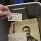 Some of the racist material collected over decades by former Ku Klux Klan leader John Howard is seen on Dec. 9, 2020, in Columbia, S. C.. Howard also ran The Redneck Store in Laurens, South Carolina, for decades. The Echo Group is renovating the shop into a community center and racial reconciliation museum. (AP Photo/Jeffrey Collins)