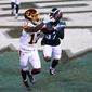 Washington Football Team's Terry McLaurin (17) catches a touchdown pass against Philadelphia Eagles' Grayland Arnold (37) during the first half of an NFL football game, Sunday, Jan. 3, 2021, in Philadelphia. (AP Photo/Chris Szagola)