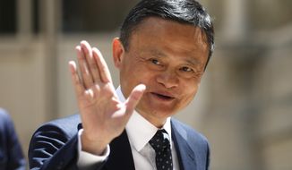 FILE - In this May 15, 2019, file photo, founder of Alibaba group Jack Ma arrives for the Tech for Good summit in Paris. Ma hasn&#x27;t been seen in public since he angered regulators with an October 2020 speech. That is prompting speculation about what might happen to the billionaire founder of the world&#x27;s biggest e-commerce company. (AP Photo/Thibault Camus, File)