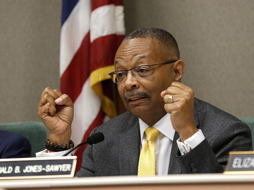 FILE - In this April 9, 2019 file photo, Assemblyman Reginald Jones-Sawyer, D-Los Angeles, chairman of the Assembly Public Safety Committee speaks during a hearing in Sacramento, Calif. Jones-Sawyer and Sen. Steve Bradford will lead the California Legislature&#39;s public safety committees promised &amp;quot;radical change&amp;quot; Tuesday, Jan. 5, 2021 to improve treatment of Blacks and Latinos by law enforcement. (AP Photo/Rich Pedroncelli, File)