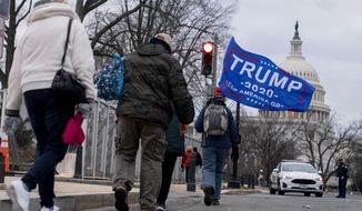 Trump supporters walk past the Dome of the Capitol Building in Washington, Wednesday, Jan. 6, 2021. (AP Photo/Andrew Harnik)