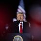 President Donald Trump speaks at a campaign rally in support of Senate candidates Sen. Kelly Loeffler, R-Ga., and David Perdue in Dalton, Ga., Monday, Jan. 4, 2021. (AP Photo/Brynn Anderson)